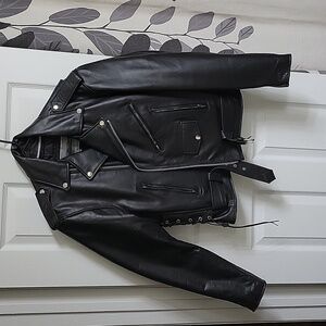 Unik Genuine Leather Motorcycle Jacket, Size 42